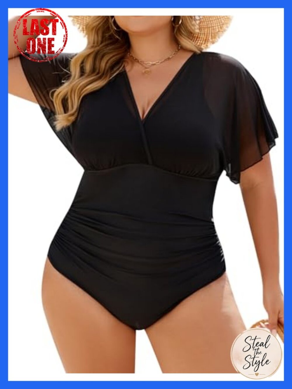 Plus Size One Piece Swimsuit Tummy Control Mesh Bathing Suit for Women